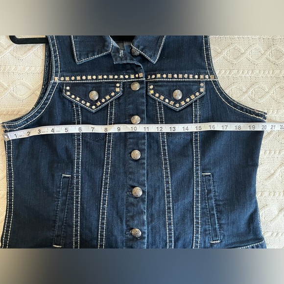 Style & Co. Premium Jeans Denim Button Down Vest Women’s size Large - Picture 12 of 14